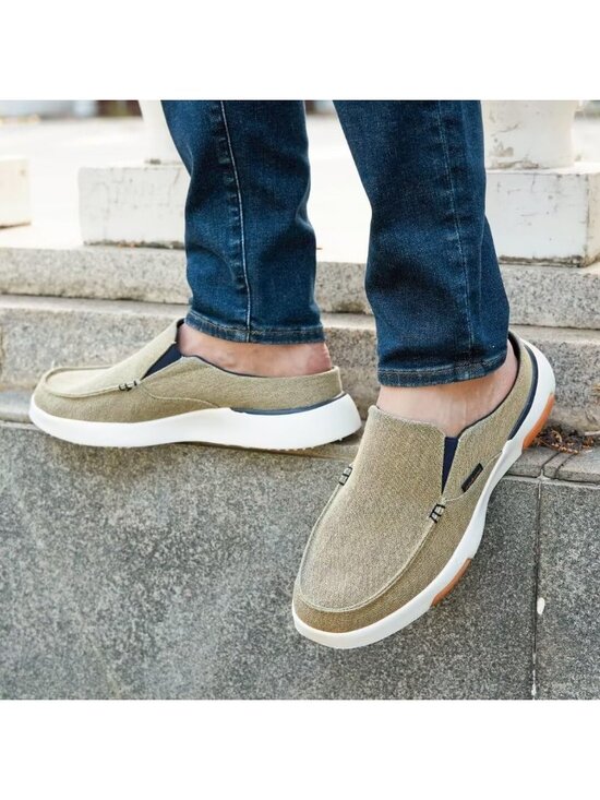 OrthoComfoot Men\'s Khaki Rubber Loafers Lightweight & Breathable Slip On Shoes main image 4